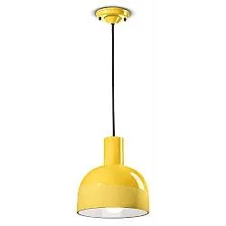 Lampadario Vintage Decò Caxixi Ceramica Giallo Limone 1 Luce E27