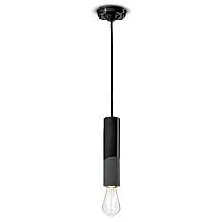 Sospensione Piccola Vintage Decò Pi Ceramica Nero Carbone 1 Luce E27