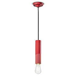 Sospensione Piccola Vintage Decò Pi Ceramica Rosso Corallo 1 Luce E27