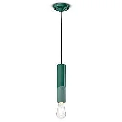 Sospensione Piccola Vintage Decò Pi Ceramica Verde Bottiglia 1 Luce E27