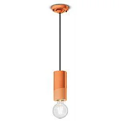 Sospensione Media Vintage Decò Pi Ceramica Arancio Pesca 1 Luce E27