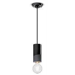 Sospensione Media Vintage Decò Pi Ceramica Nero Carbone 1 Luce E27