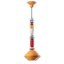 Sospensione Grande Vintage Decò Lariat Ceramica Giallo 1 Luce E27