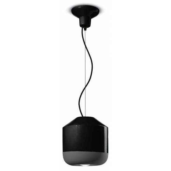 Sospensione Piccola Vintage Decò Bellota Ceramica Nero Carbone 1 Luce E27 C2540-NEC