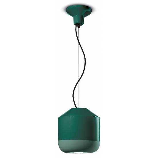 Sospensione Piccola Vintage Decò Bellota Ceramica Verde Bottiglia 1 Luce E27 C2540-VEB