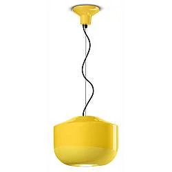 Sospensione Grande Vintage Decò Bellota Ceramica Giallo Limone 1 Luce E27