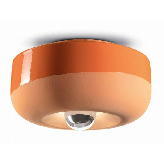Plafoniera Vintage Decò Bellota Ceramica Arancio Pesca 1 Luce E27 C2542-ARP