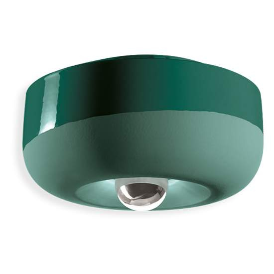 Plafoniera Vintage Decò Bellota Ceramica Verde Bottiglia 1 Luce E27 C2542-VEB