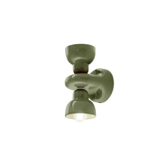 Applique Vintage Decò Berimbau Ceramica Verde Salvia 2 Luci E14 C2601-VSA