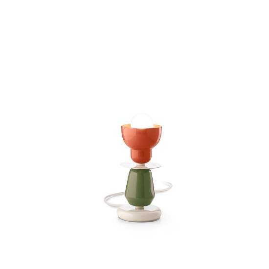 Lumetto Vintage Decò Berimbau Ferro Ceramica Arancio Pokè E Verde 1 Luce E27 C2604-APS