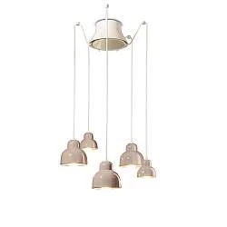 Lampadario Vintage Decò Berimbau Ceramica Grigio Sabbia 3 Luci E27