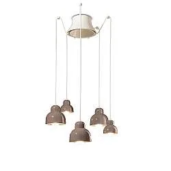 Lampadario Vintage Decò Berimbau Ceramica Marrone Moka 3 Luci E27