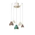 Lampadario Vintage Decò Berimbau Mix Ceramica 3 Luci E27 C2608-MIX