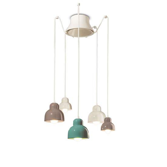 Lampadario Vintage Decò Berimbau Mix Ceramica 3 Luci E27 C2608-MIX
