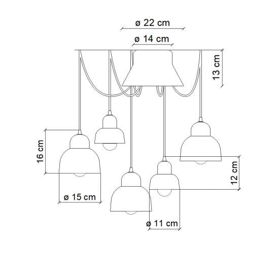 Lampadario Vintage Decò Berimbau Mix Ceramica 3 Luci E27 C2608-MIX