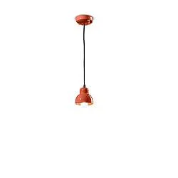 Lampadario Vintage Decò Berimbau Ceramica Arancio Pokè 1 Luce E14