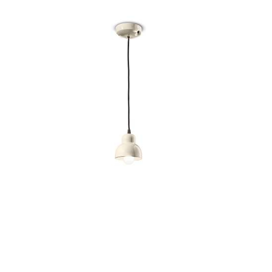 Lampadario Vintage Decò Berimbau Ceramica Crema 1 Luce E14 C2610-CRM