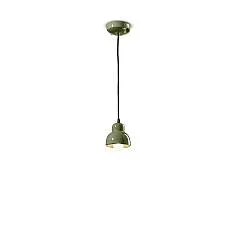 Lampadario Vintage Decò Berimbau Ceramica Verde Salvia 1 Luce E14