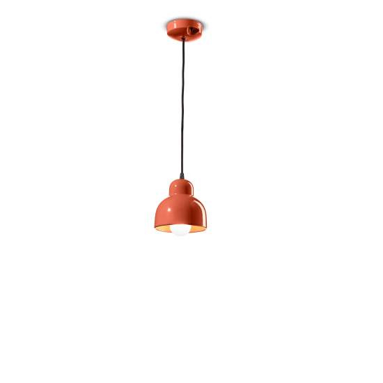 Lampadario Vintage Decò Berimbau Ceramica Arancio Pokè 1 Luce E27 C2611-APO