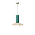 Lampadario Vintage Decò Pau Ceramica Crema E Turchese 1 Luce E27 C2630-CRT