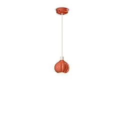 Lampadario Vintage Decò Afoxe' Alluminio Ceramica Arancio Pokè 1 Luce E14
