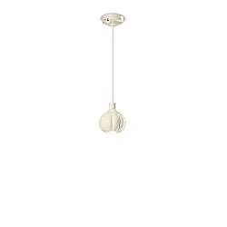 Lampadario Vintage Decò Afoxe' Alluminio Ceramica Crema 1 Luce E14