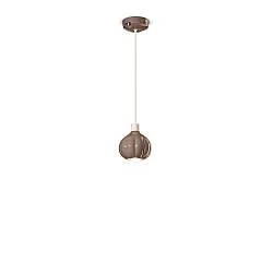 Lampadario Vintage Decò Afoxe' Alluminio Ceramica Marrone Moka 1 Luce E14
