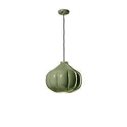 Lampadario Vintage Decò Afoxe' Ceramica Verde Salvia 1 Luce E27