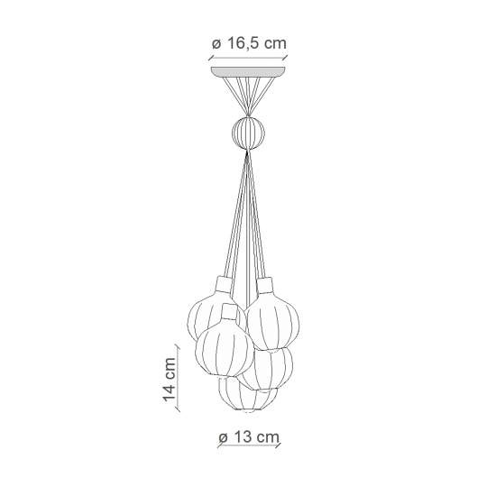 Lampadario Mix Vintage Decò Afoxe' Alluminio Ceramica Vetro 6 Luci E14 C2657-MIX