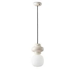 Sospensione Vintage Decò Copacabana Ceramica Bianca 1 Luce E27