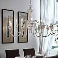 Lampadario Classico Sanremo Metallo Ceramica Bianco Filo Blu 12 Luci E14 C270-12-BA-17-DEC-PEO