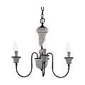 Lampadario Classico Sanremo Metallo E Ceramica Bianco Sfumato Argento 3 Luci E14 C270-3-BA-44-DEC-FFB