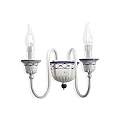 Applique Classica Sanremo Metallo E Ceramica Bianco Sfumato Argento 2 Luci E14 C271-BA-27-DEC-RMB