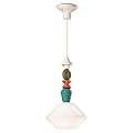 Sospensione Piccola Vintage Decò Lariat Ceramica Bianco Latte 1 Luce E27 C2710-BLT