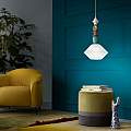 Sospensione Piccola Vintage Decò Lariat Ceramica Bianco Latte 1 Luce E27 C2710-BLT
