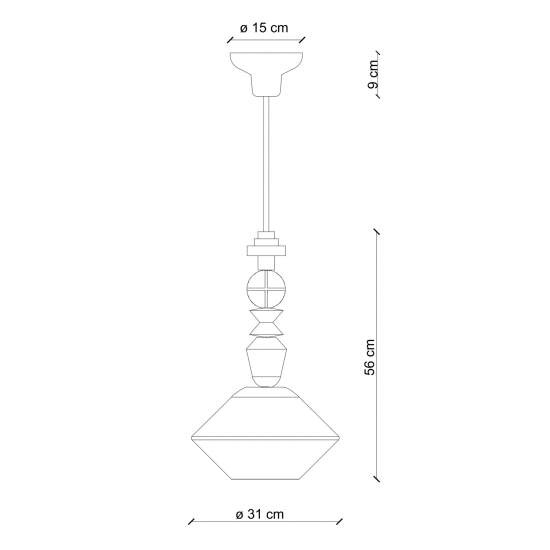 Sospensione Piccola Vintage Decò Lariat Ceramica Bianco Latte 1 Luce E27 C2710-BLT