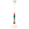 Sospensione Media Vintage Decò Lariat Ceramica Bianco Latte 1 Luce E27 C2711-BLT