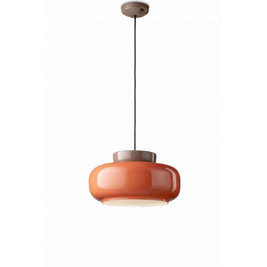 Sospensione Vintage Decò Maracana Ceramica-Vetro Arancio-Marrone 1 Luce E27 C2741-MOA