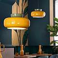 Sospensione Vintage Decò Maracana Ceramica-Vetro Giallo-Verde 1 Luce E27 C2741-SAG