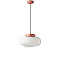 Sospensione Vintage Decò Maracana Vetro-Ceramica Bianco-Arancio 1 Luce E27 C2743-ALT