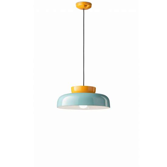 Sospensione Vintage Decò Maracana Ceramica-Vetro Tuchese-Giallo 1 Luce E27 C2745-IAZ