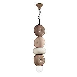 Sospensione Vintage Decò Bumbum 4 Elementi Ceramica Crema E Sabbia 1 Luce E27