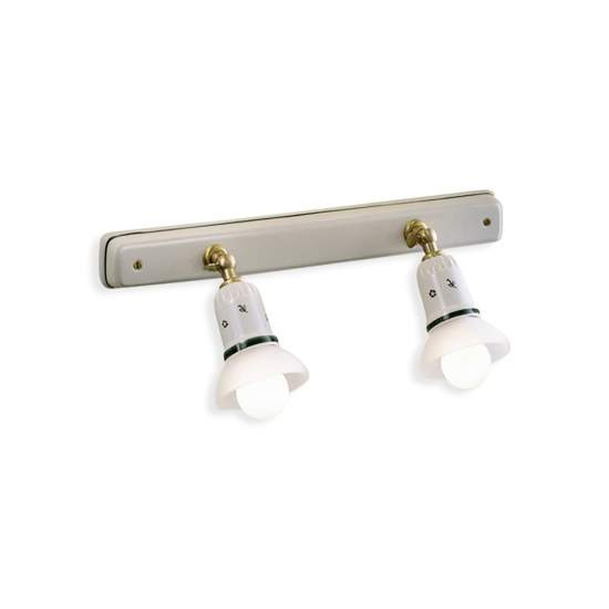 Applique Classica Savona Ceramica E Ottone Satinato 2 Luci E14 C276-OS-44-DEC-FFV