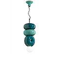 Sospensione Vintage Decò Bumbum 2+1 Elementi Ceramica Turchese Verde 1 Luce E27 C2763-MIX