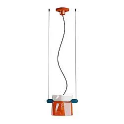 Sospensione Decò Yakitori Ceramica Bianco Arancio Volpe Metallo Blu 1 Luce E27