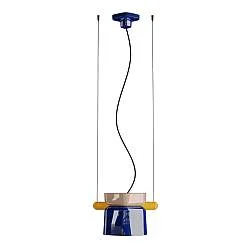 Sospensione Decò Yakitori Ceramica Grigio Sabbia Blu Metallo Giallo 1 Luce E27