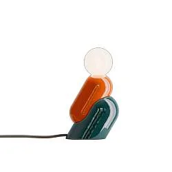 Lampada Da Scrivania Decò Tata Ceramica Arancio Volpe Verde Petrolio 1 Luce E14