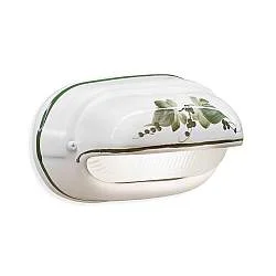 Applique Classica Brindisi Alluminio E Ceramica Bianco Decorato 1 Luce E27