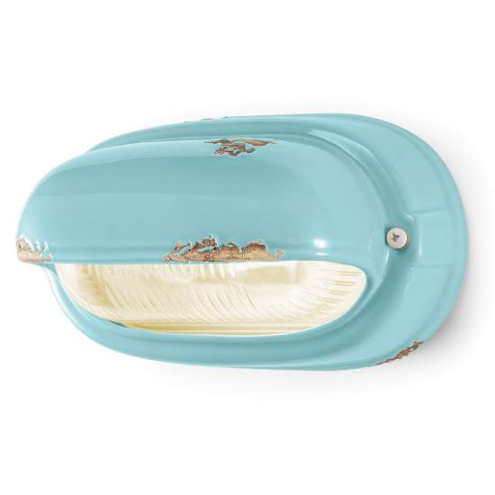 Applique Vintage Orizzontale Ceramica Azzurra 1 Luce E27 C291-VIA
