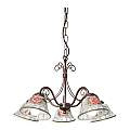 Lampadario Classico Napoli Metallo E Ceramica Nero Sfumato Rame 5 Luci E14 C364-5-NR-42-DEC-MOR